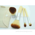 4pcs wood handle kabuki travel kit make up set/makeup brush set goat hair/private label free sample/cosmetic bag china supplier
